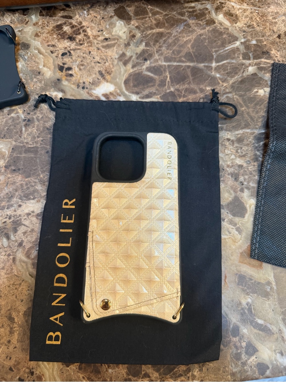 Bandolier Gold Geometric Phone Case with Card Pocket